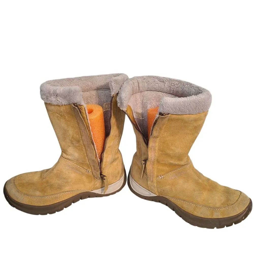 Helly Hansen Suede Boots 6.5 Faux Fur Lined Side Zip Gorpcore Apres Ski Y2K Warm
